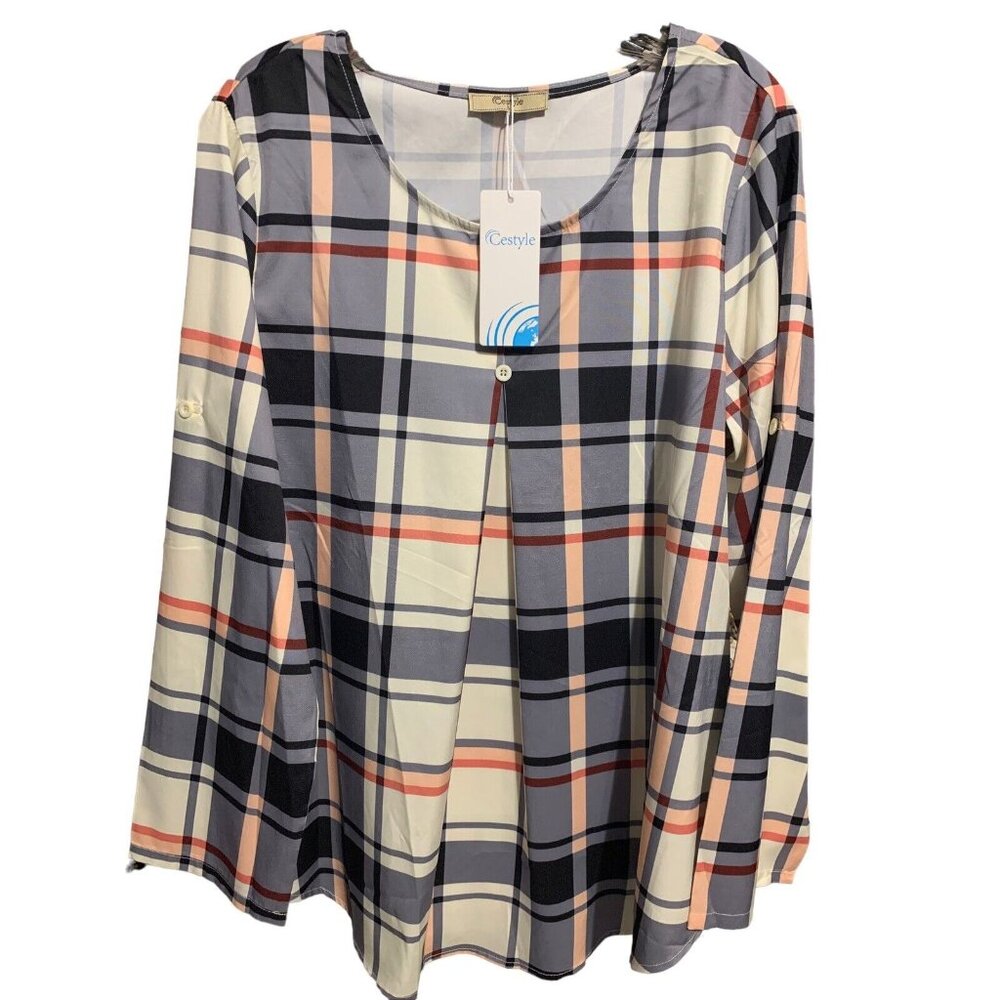 Cestyle Women’s Multi Color Long Sleeve Or Short Large Flowing Tunic Top Blouse